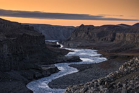 Jkulsrgljfur and river Jkuls a Fjllum that flows from the Vatnajkull glacier flow,  north of Iceland, Europe